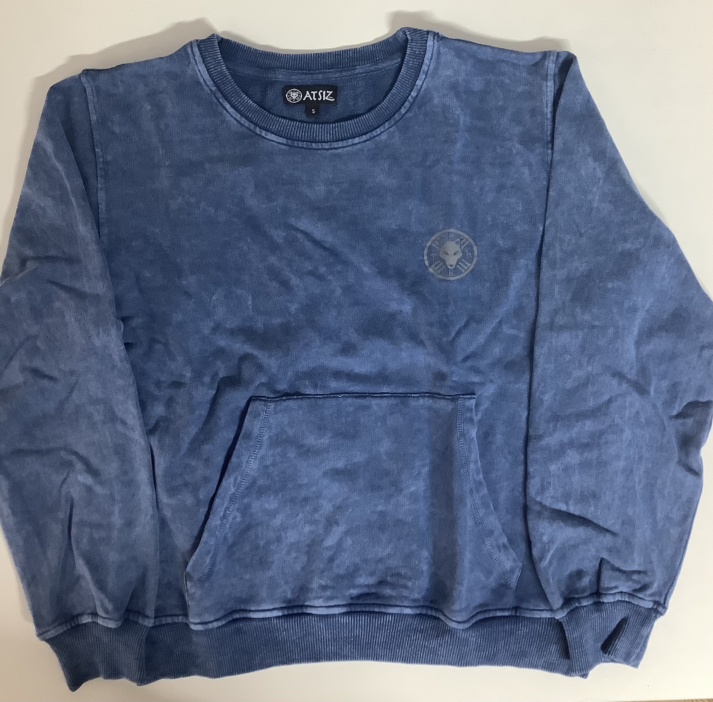 Klasik Yıkamalı Cepli Sweatshirt (Mavi)
