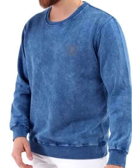 Klasik Yıkamalı Sweatshirt (Mavi)