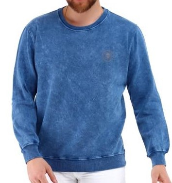 Klasik Yıkamalı Sweatshirt (Mavi)